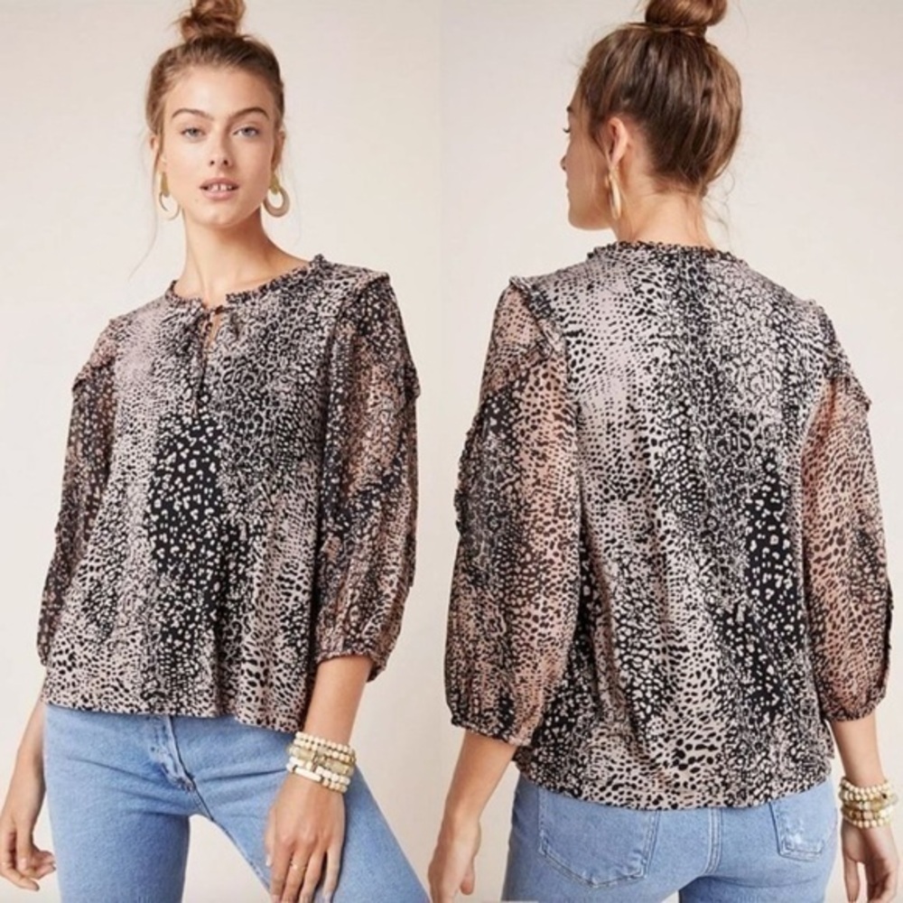 NWT Anthropologie Maeve animal print 3/4 sleeve blouse